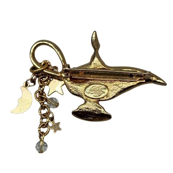 Kirks Folly Alladin Lamp Broock 18k Gold Plated Aurora Borealis Rhinestones - Picture 9 of 15